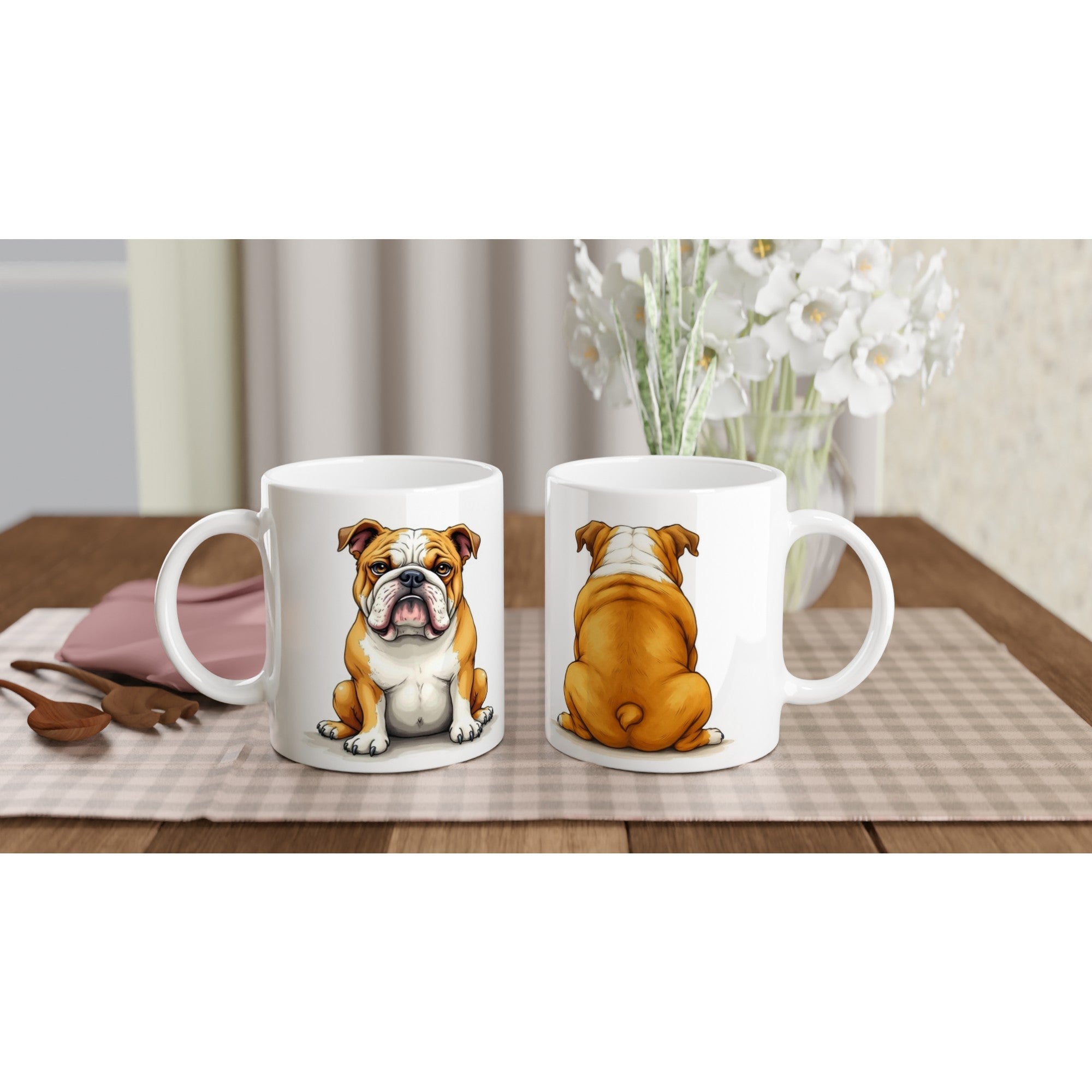 Bulldog Mug – Unique Front & Back Design – Gift for Bulldog Owner – Dog Lover Mug UK Dispatch - YookayDesigns.com